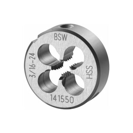 Garant 3/16in-24 HSS Round Die, for Whitworth Threads to BSW Standards, Closed/Pre-Slit Form 141550 W3/16
